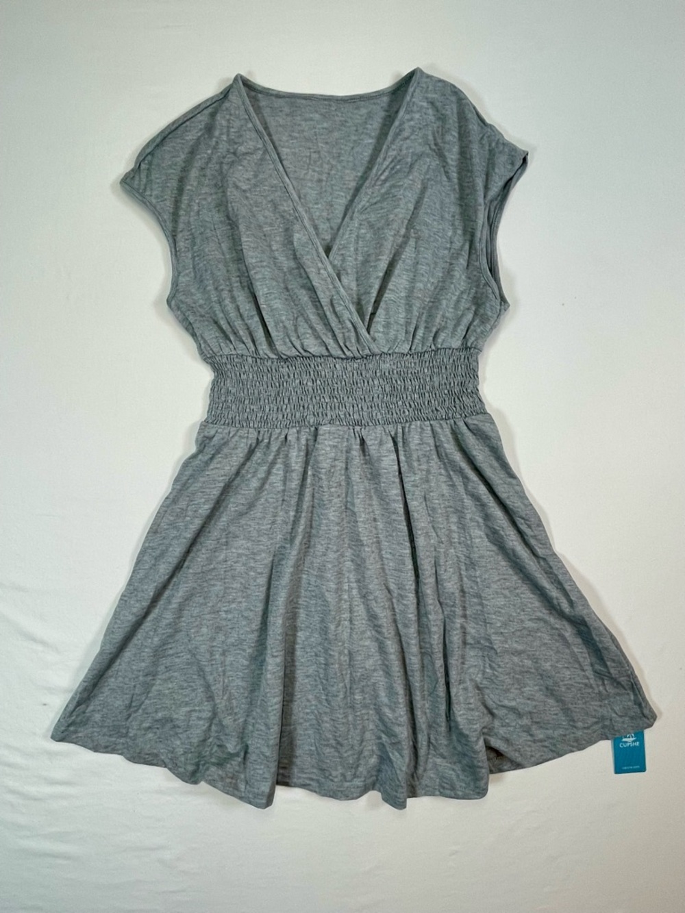 Cupshe Heather Grey Smocked-Waist Mini Dress size Small
